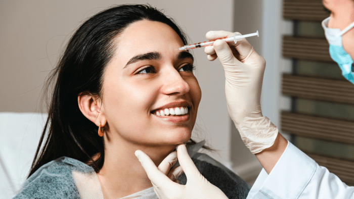 Using Botox for forehead lines.