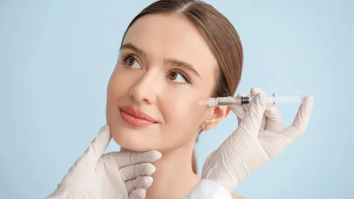 Woman getting injection.