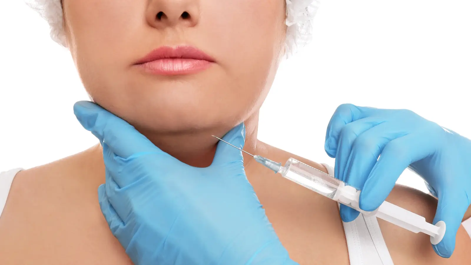 Woman getting an injection. 