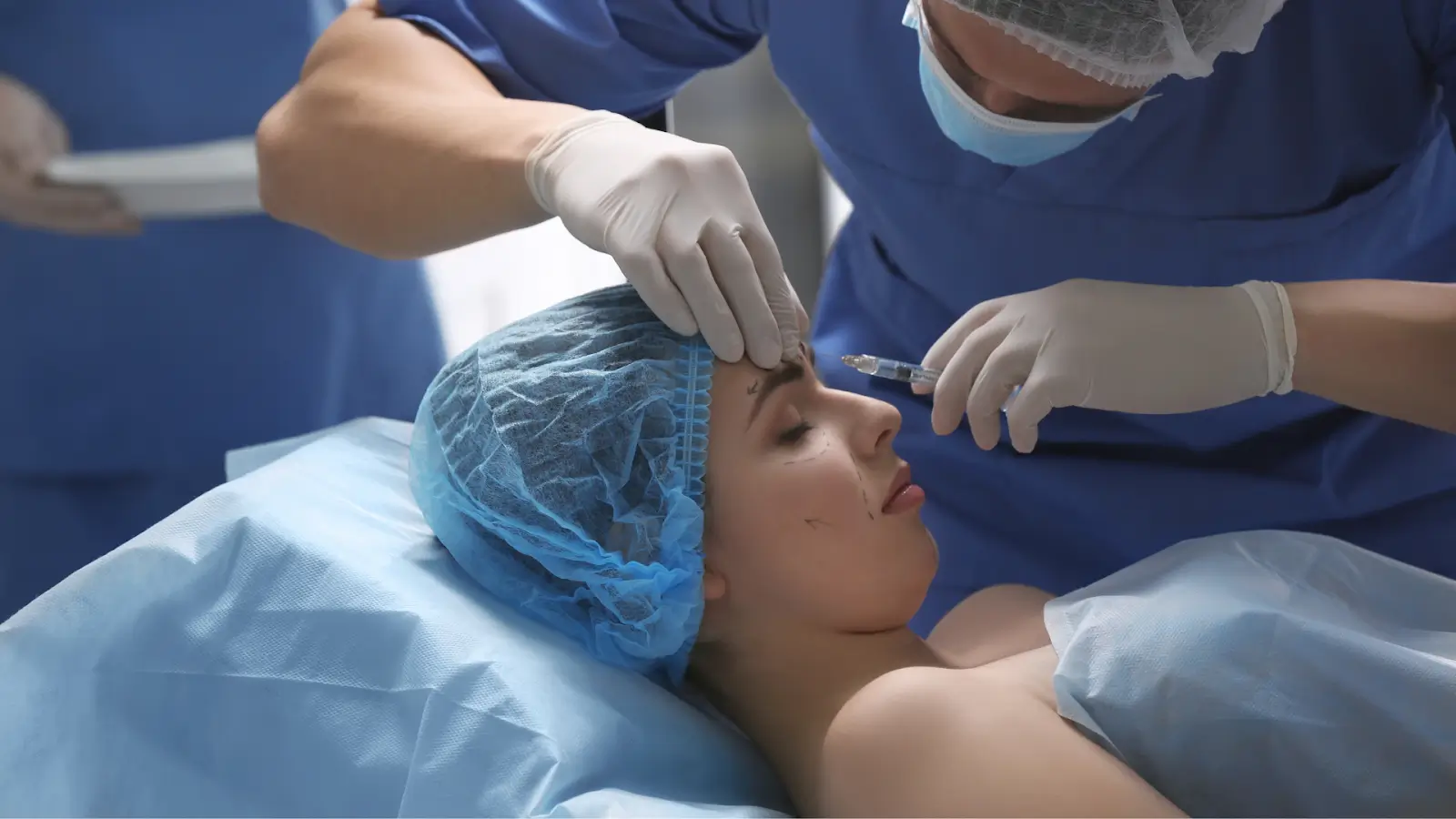 Woman getting injection. 