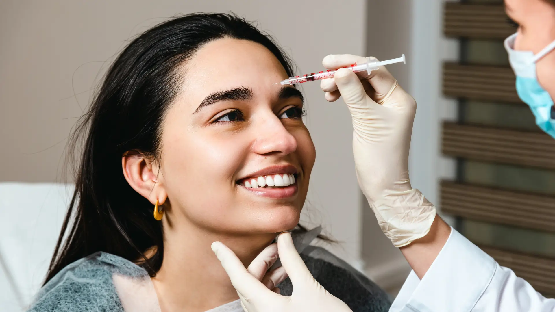 Woman getting an injection. 