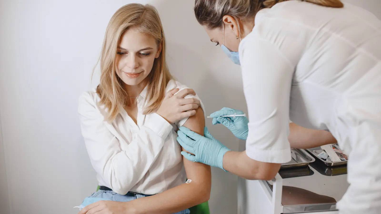 Woman getting injection.