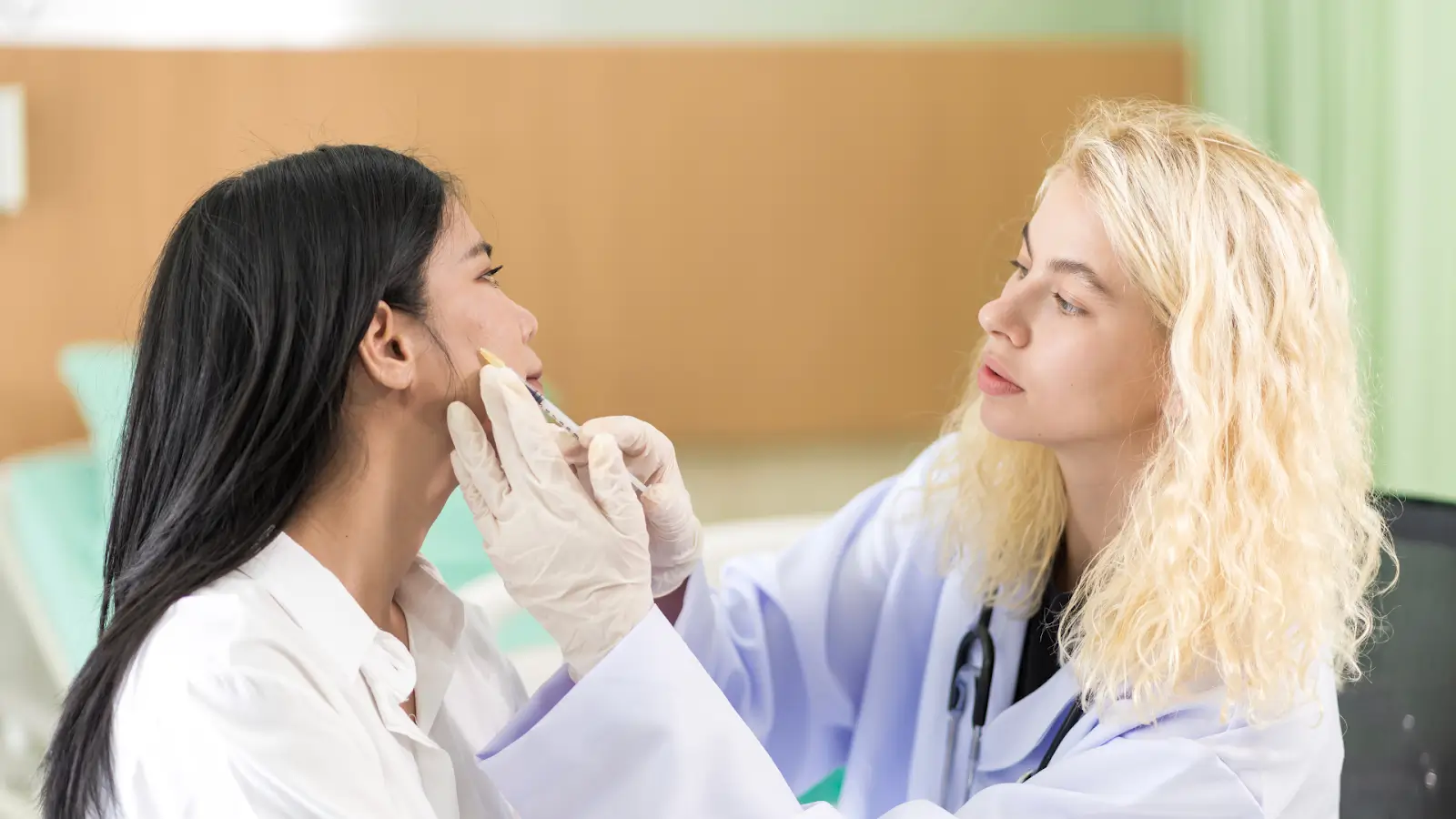Doctor injecting a person.