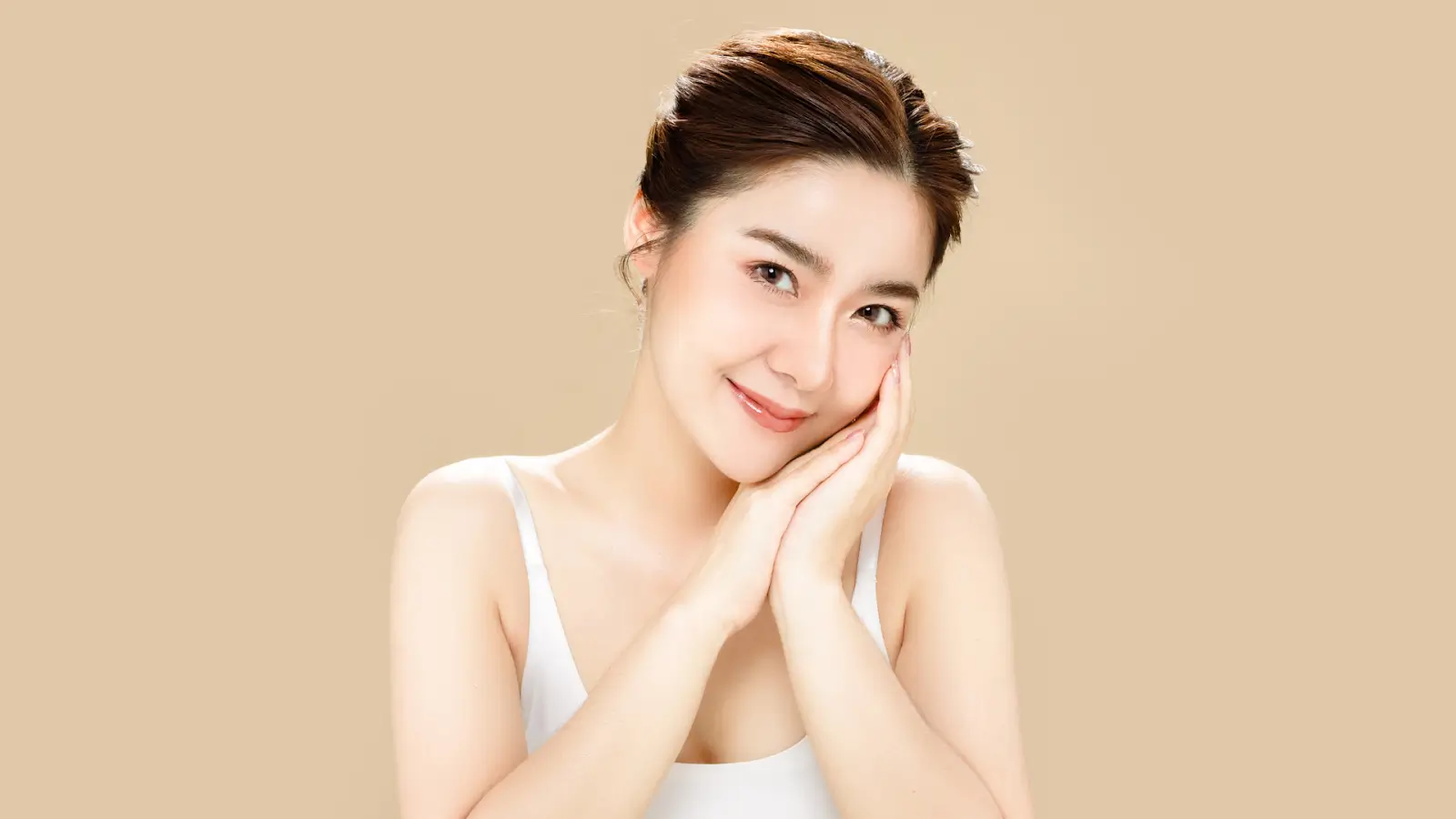 Woman with glowing skin.