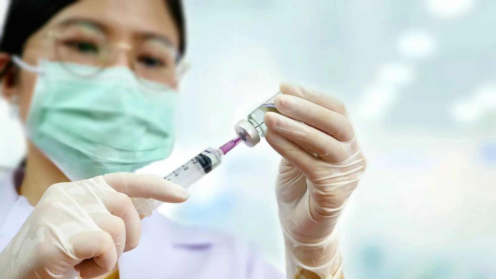 Woman with injection. 