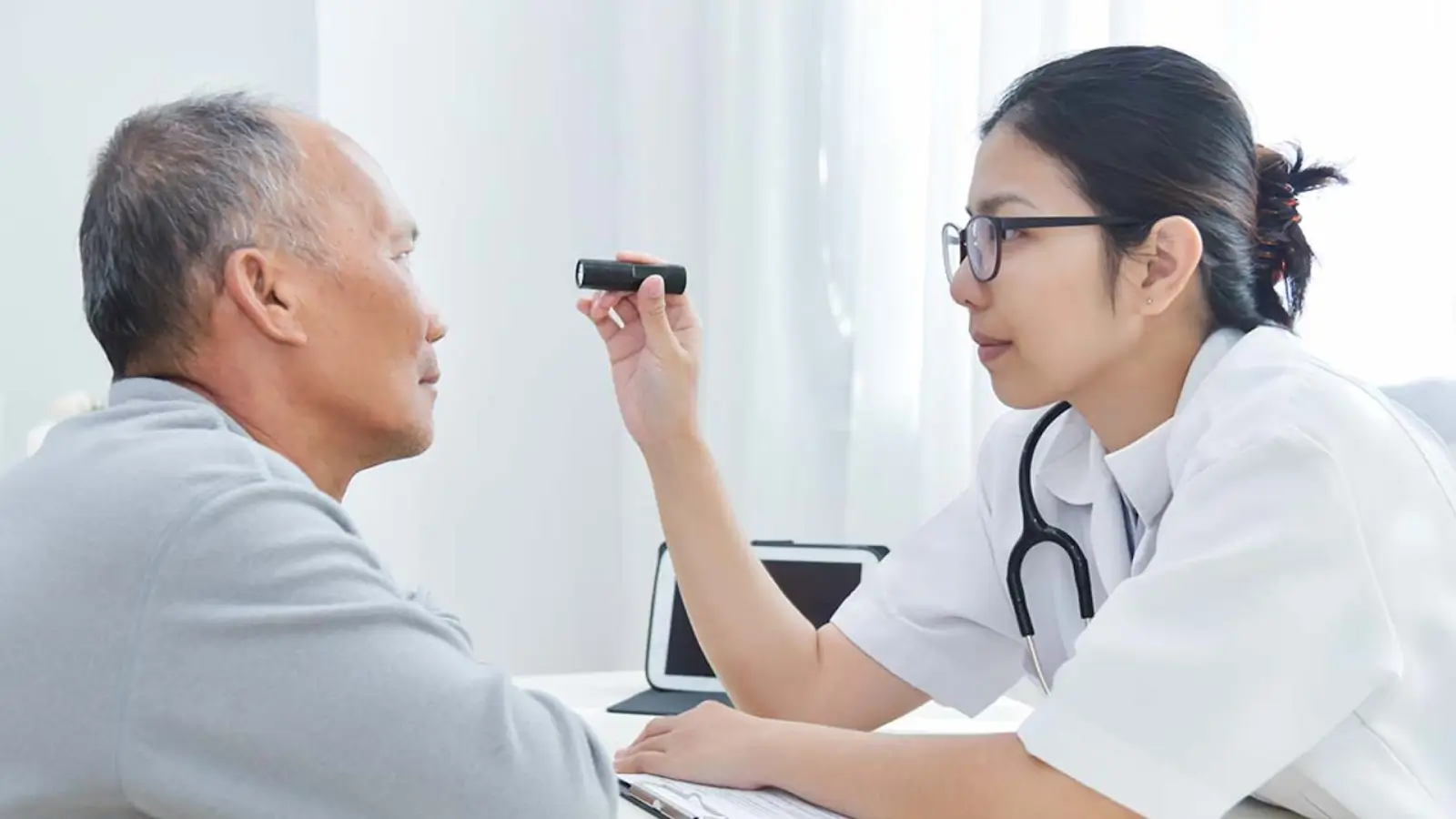 Eye check up with doctor