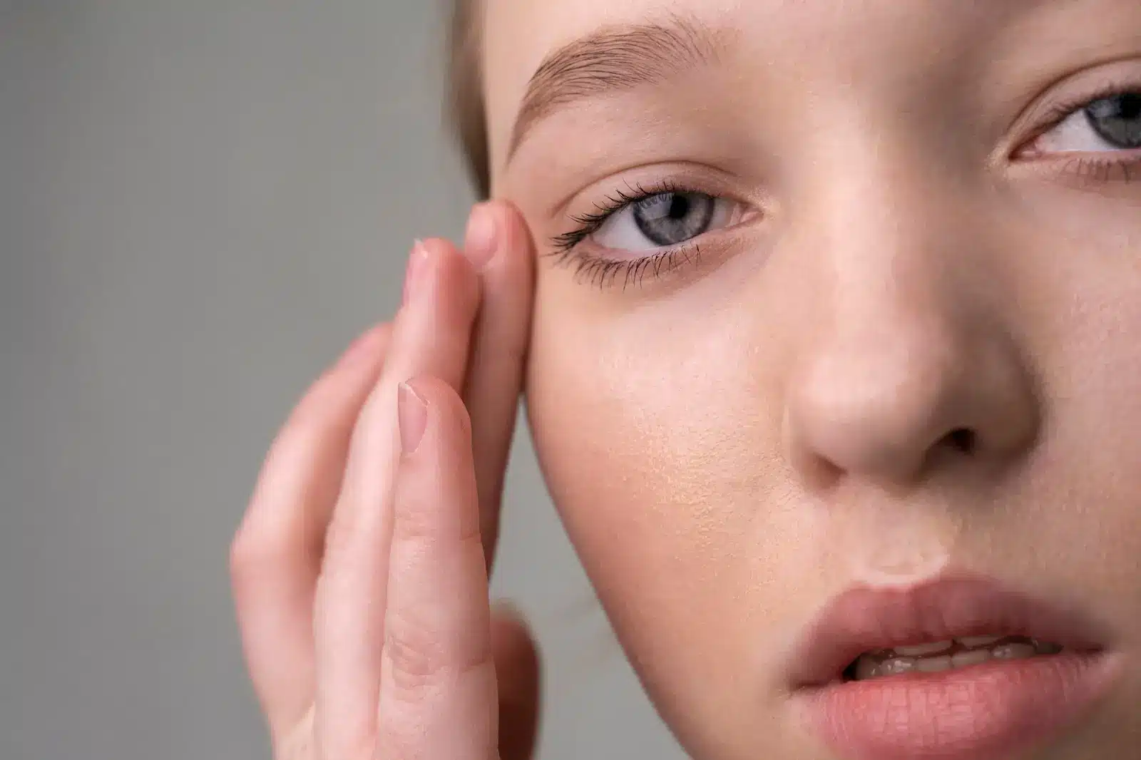 Woman with itchy eye.