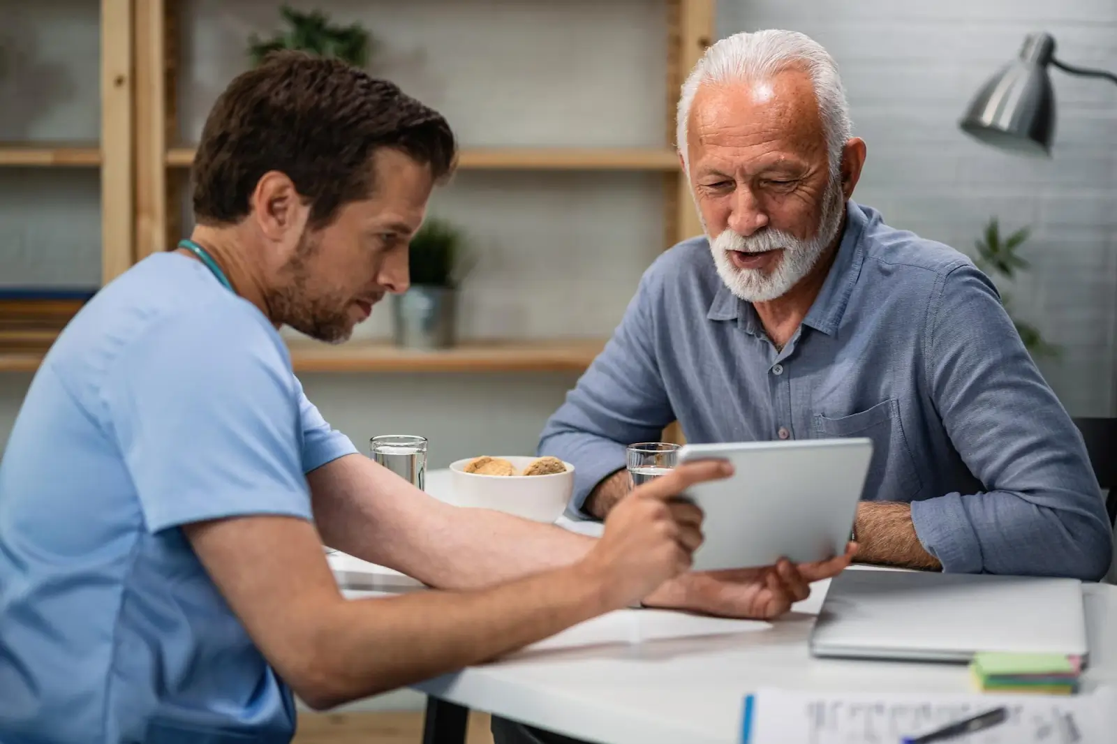 Person consulting a doctor.