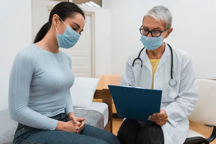 Patient with doctor.