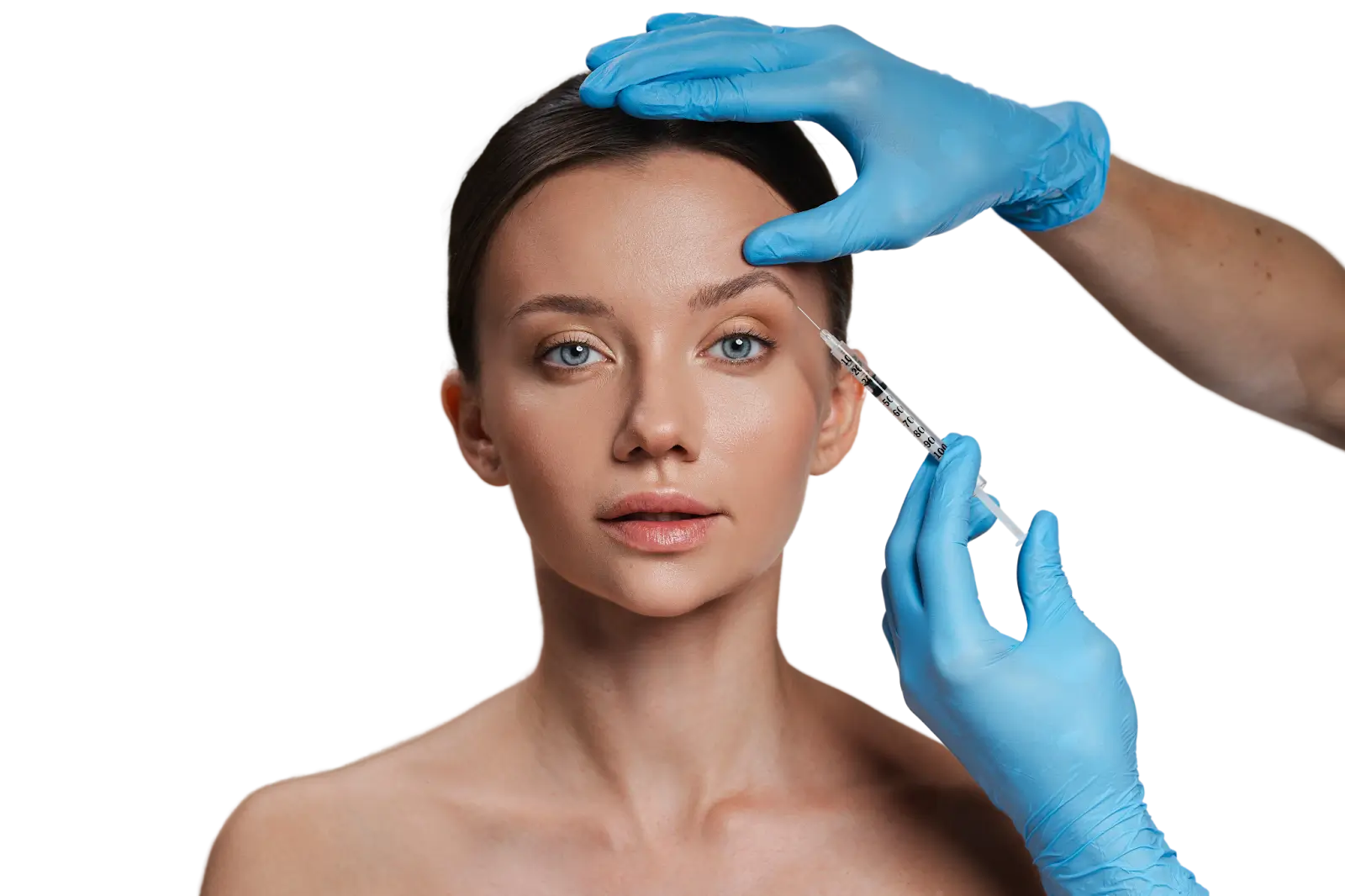 Person getting a facial injection.