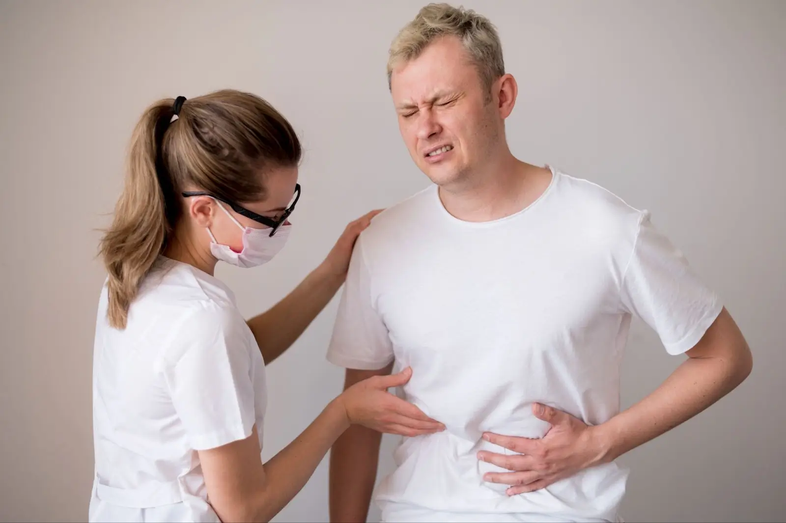 Person with stomach ache. 