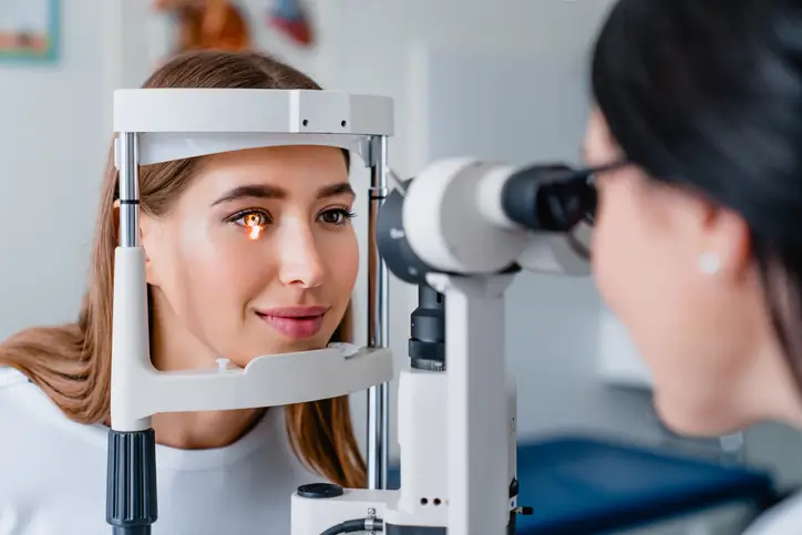 Person getting eyes checked.