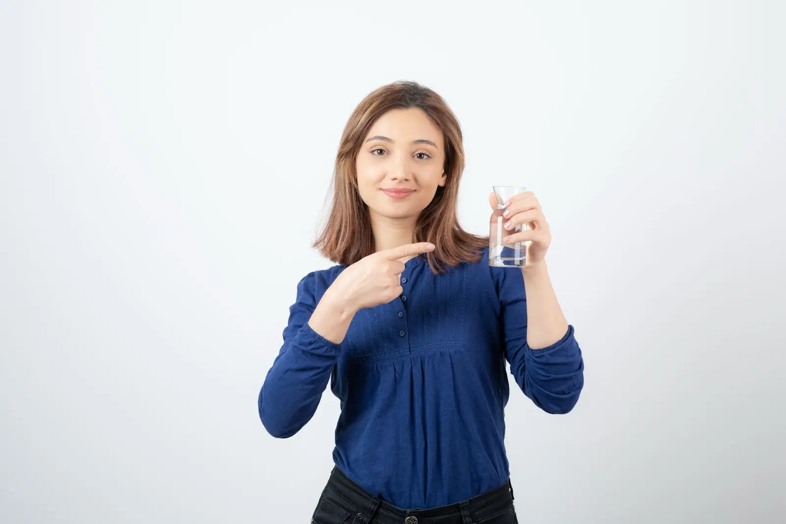 Person drinking water.