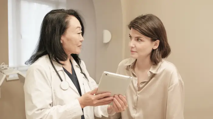 A patient consulting on Entyvio dosage schedule.