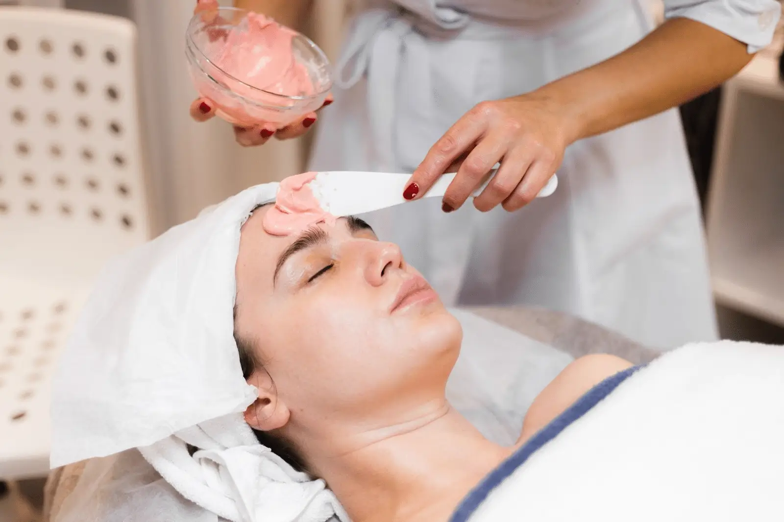 Person lying down and getting the PRX-T33 treatment.